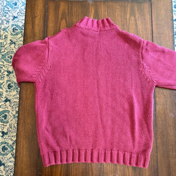 Vintage Classic Elements Cable Knit Sweater Mock Neck Red Thick Acrylic Petite M - Picture 6 of 7